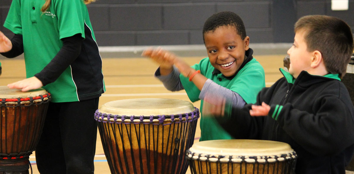 Students drumming