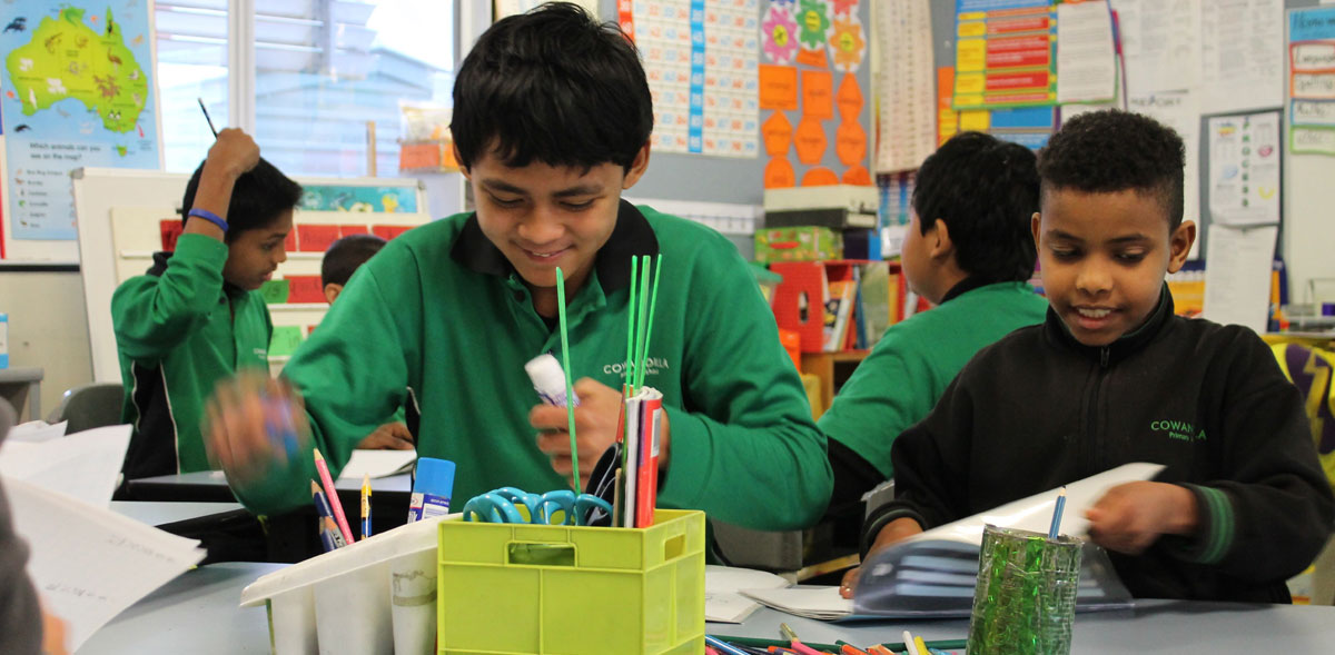 Students working in classroom