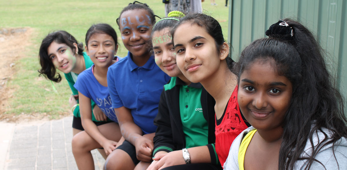 Students smiling at Sports Day